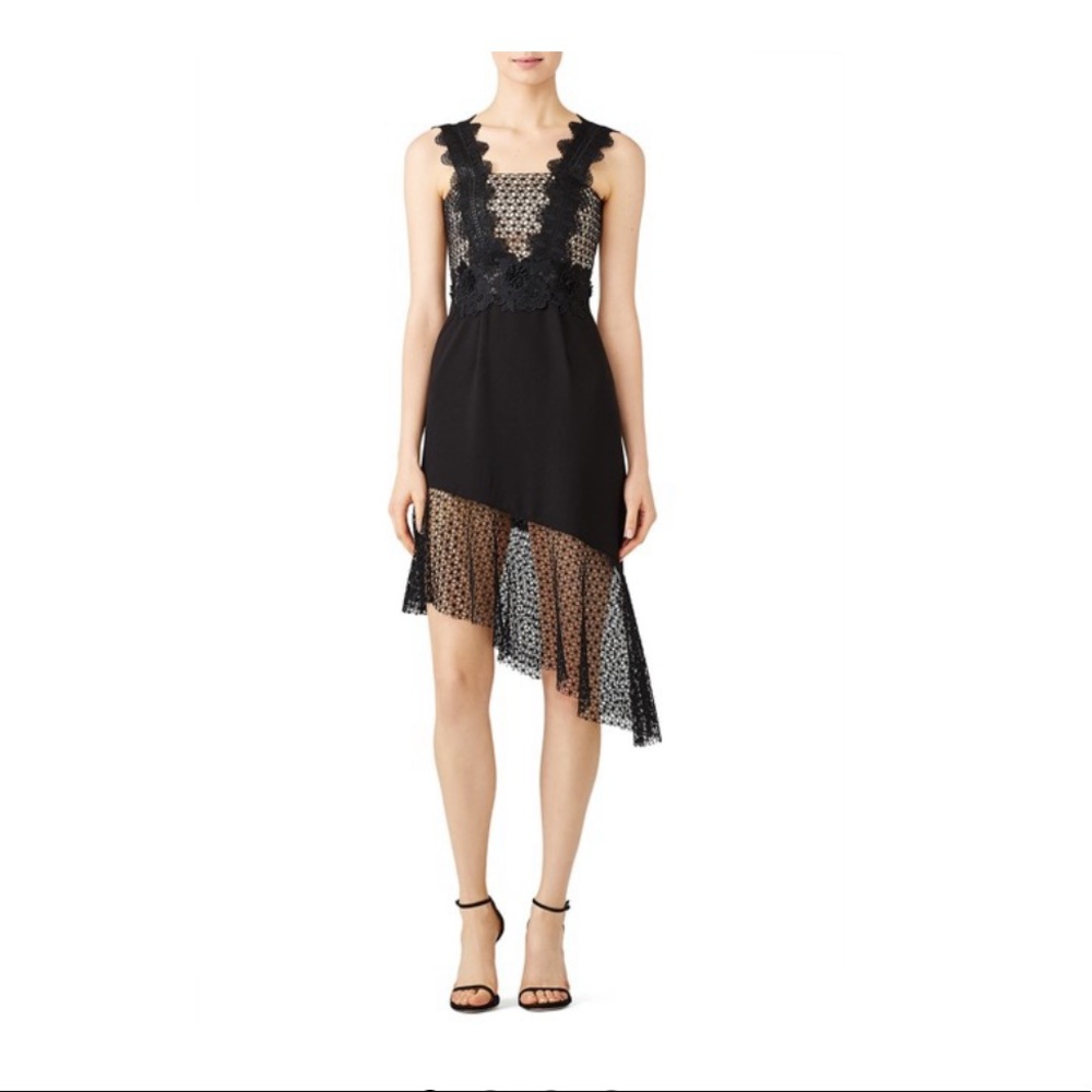 Unitedwood Black Asymmetrical Lace Cocktail Dress - Picture 2 of 12